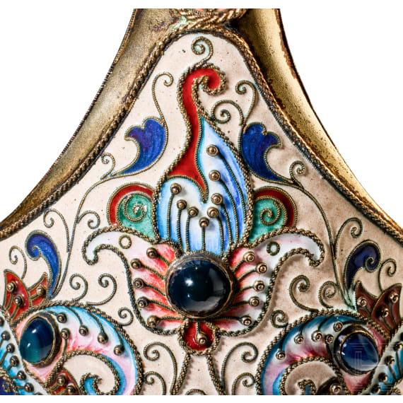 Gro&szlig;er Cloisonn&eacute;-Email-Kowsch, Russland, Moskau, Feodor R&uuml;ckert, 1899-1903