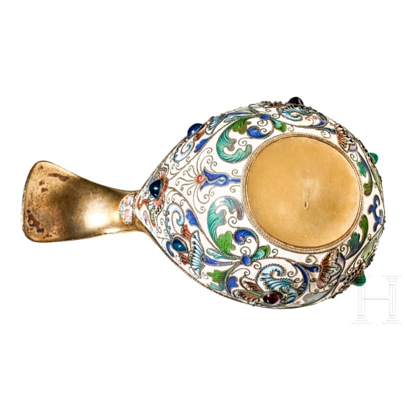 Gro&szlig;er Cloisonn&eacute;-Email-Kowsch, Russland, Moskau, Feodor R&uuml;ckert, 1899-1903