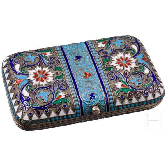 Cloisonn&eacute;-Email-Zigarettenetui, Russland, Gustav Klingert, um 1890