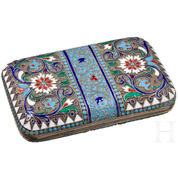 Cloisonn&eacute;-Email-Zigarettenetui, Russland, Gustav Klingert, um 1890