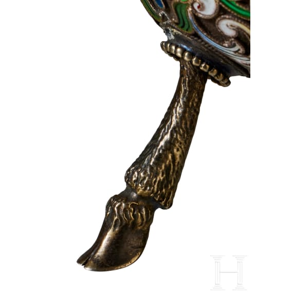 Cloisonn&eacute;-Email-Ei mit Frosch, 2. H&auml;lfte des 20. Jhdts.