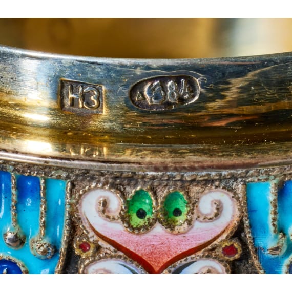 Cloisonn&eacute;- Email-Ei mit Frosch, 2. H&auml;lfte des 20. Jhdts.