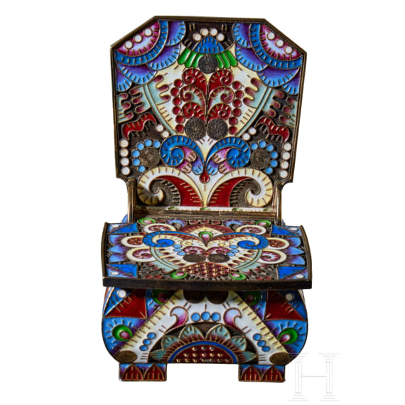 Cloisonn&eacute;-Email-Salzthron, 2. H&auml;lfte des 20. Jhdts.