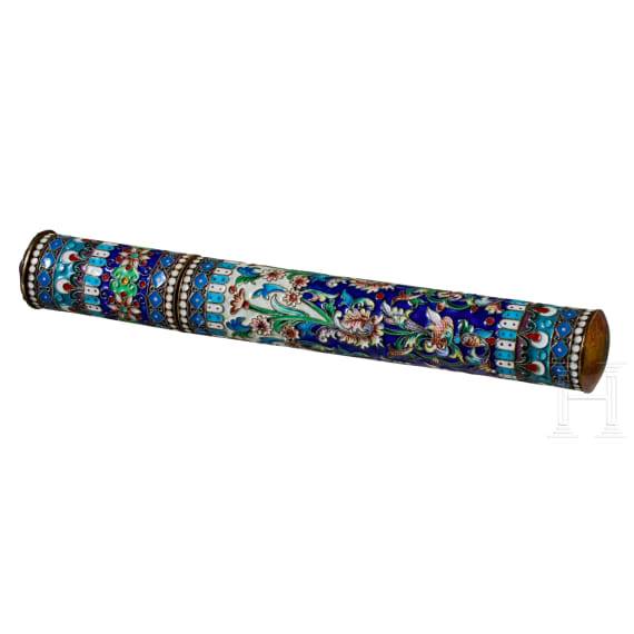 Cloisonn&eacute;-Email-Zigarrenetui, 2. H&auml;lfte des 20. Jhdts.