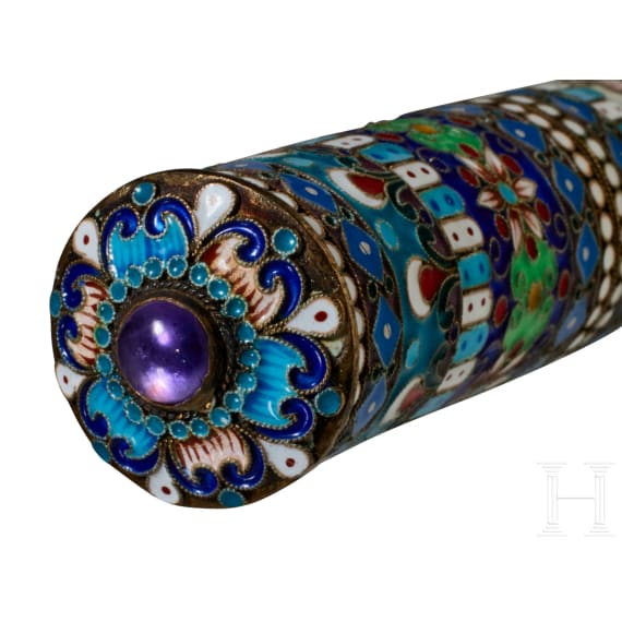 Cloisonn&eacute;-Email-Zigarrenetui, 2. H&auml;lfte des 20. Jhdts.