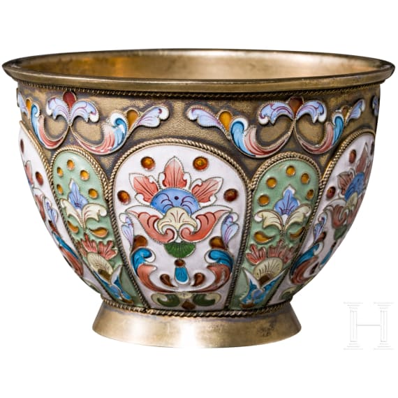 Cloisonn&eacute;-Email-Schale, Russland, 2. H&auml;lfte des 20. Jhdts.