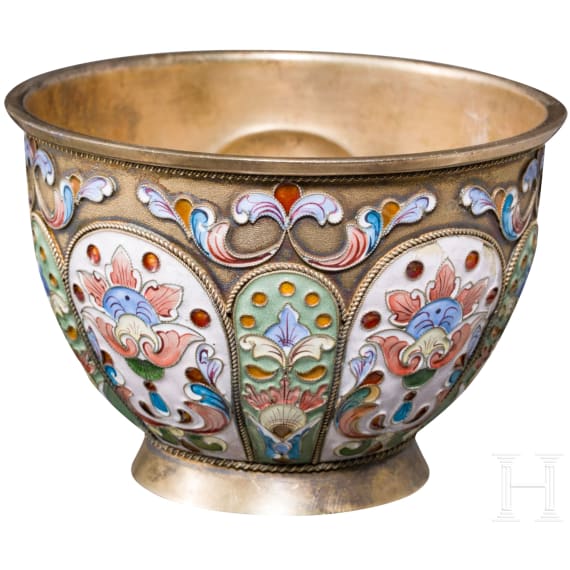 Cloisonn&eacute;-Email-Schale, Russland, 2. H&auml;lfte des 20. Jhdts.