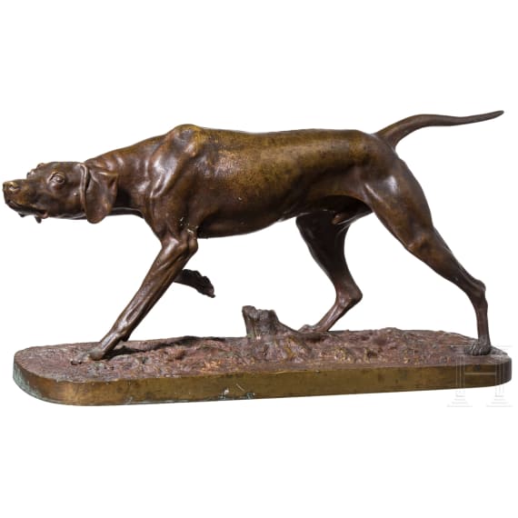 Bronzefigur eines russischen Jagdhundes &bdquo;Legavaya&ldquo; vom Bildhauer Gratschew, Gie&szlig;erei Werfel, Russland, St. Petersburg, zwischen 1870-1890