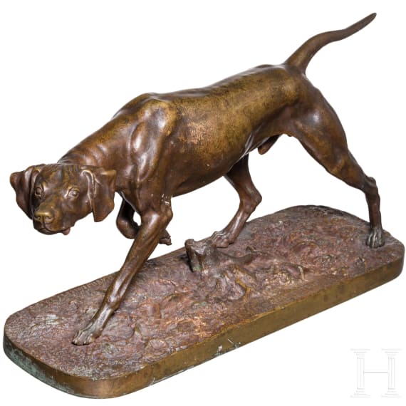 Bronzefigur eines russischen Jagdhundes &bdquo;Legavaya&ldquo; vom Bildhauer Gratschew, Gie&szlig;erei Werfel, Russland, St. Petersburg, zwischen 1870-1890