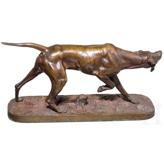 Bronzefigur eines russischen Jagdhundes &bdquo;Legavaya&ldquo; vom Bildhauer Gratschew, Gie&szlig;erei Werfel, Russland, St. Petersburg, zwischen 1870-1890