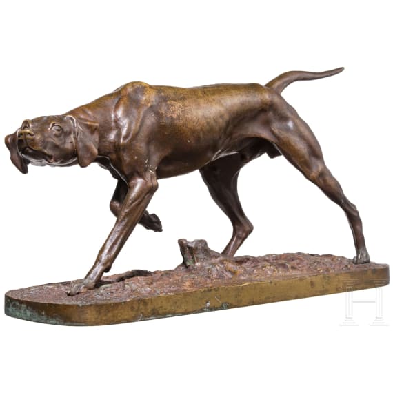 Bronzefigur eines russischen Jagdhundes &bdquo;Legavaya&ldquo; vom Bildhauer Gratschew, Gie&szlig;erei Werfel, Russland, St. Petersburg, zwischen 1870-1890