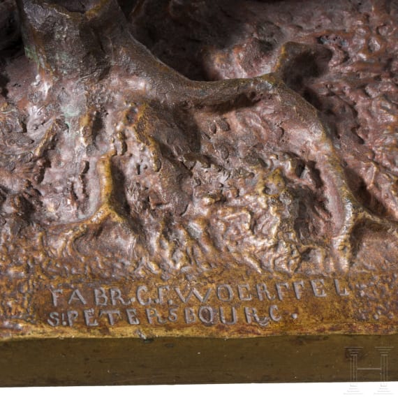 Bronzefigur eines russischen Jagdhundes &bdquo;Legavaya&ldquo; vom Bildhauer Gratschew, Gie&szlig;erei Werfel, Russland, St. Petersburg, zwischen 1870-1890