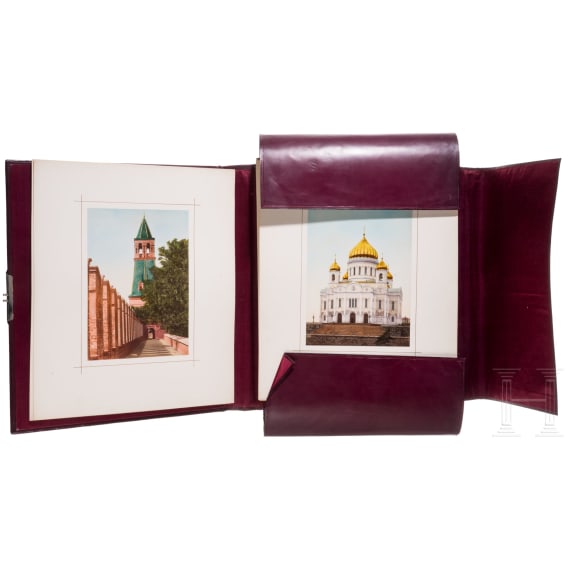 Prachtalbum &bdquo;Souvenir de Moscou" mit insgesamt 39 originalen Photochrom-Tafeln