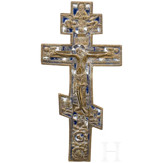 Gro&szlig;es Bronzekruzifix, Russland, 19. Jhdt.