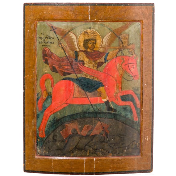 A large icon showing St. Michael Horseman of the Apocalypse, Russia, early 18th century