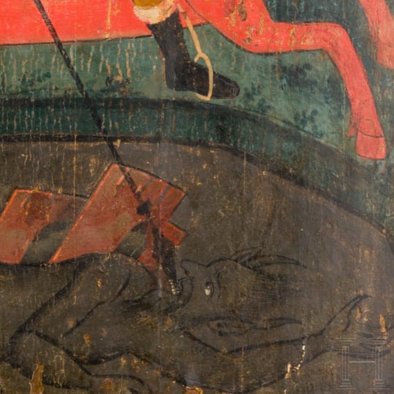 A large icon showing St. Michael Horseman of the Apocalypse, Russia, early 18th century
