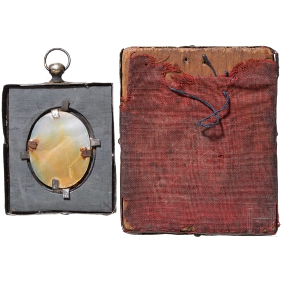 Two small icons showing Saint Seraphim of Sarov - one with cloisonn&eacute;-oklad, Russia, 1908-1917 /20th century