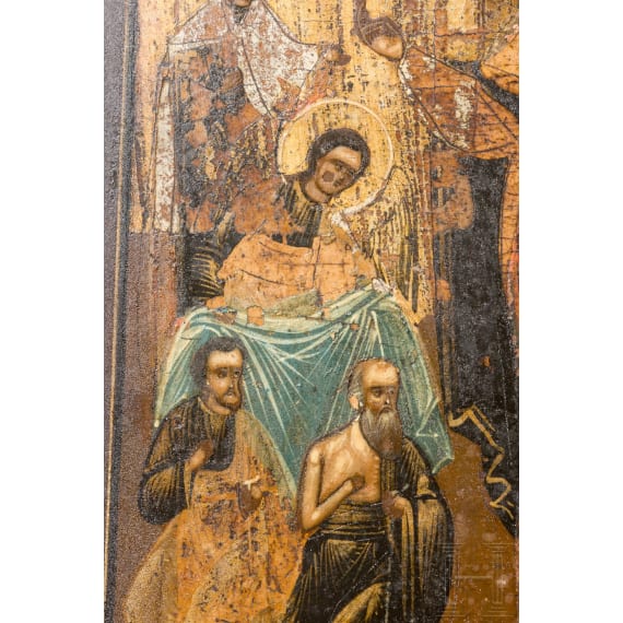 Three Russian icons: the Synaxis of the Archangels, Mother of God "joy to all who grieve" and Saint Nicholas of Myra, Russia, 19th century
