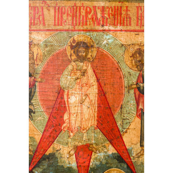 Two Russian icons: the Mother of God of Passion and the Transfiguration of Christ, 19th/20th century