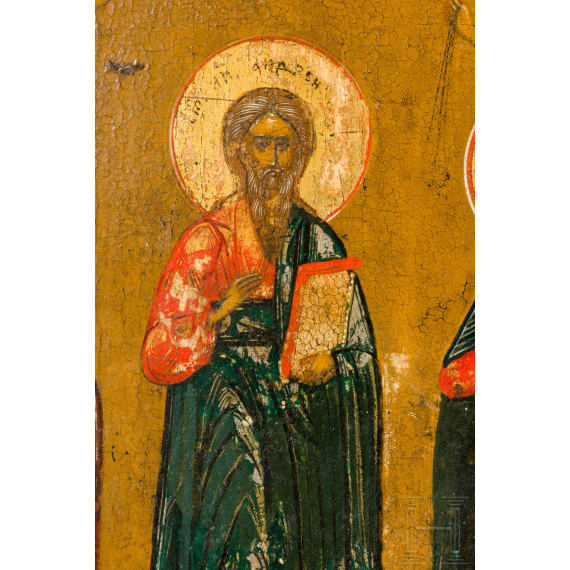 Two icons: icon showing nine Saints and a feast icon, Russia, 19th century / circa 1900