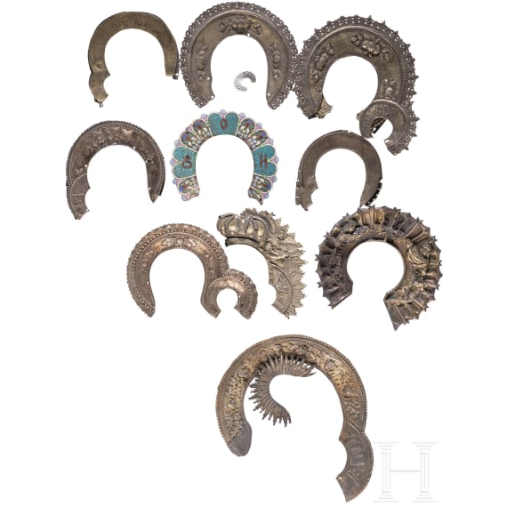 13 halos (five silver, 8 brass), Russia, 19th century