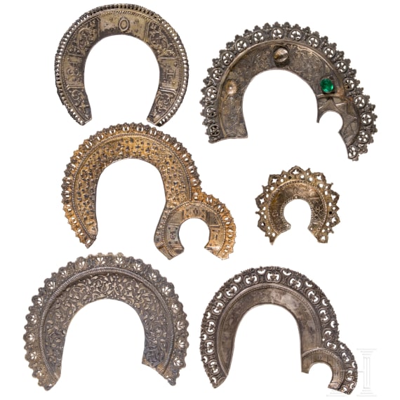Six silver halos and nine brass halos, Russia, 19th century