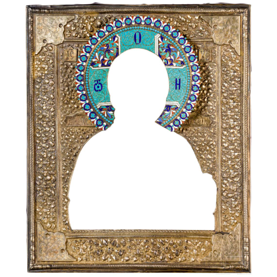 A silver-gilt oklad with cloisonn&eacute;-enamel halo, Russia, Moscow, S. M. Egornov, circa 1890