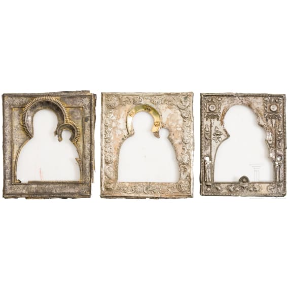 Three silver basmas, Russia, 1880-90