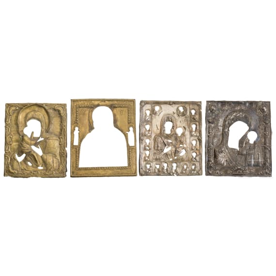 Four icon-oklads (two silver), Russia, 19th century
