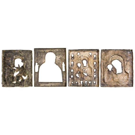 Four icon-oklads (two silver), Russia, 19th century