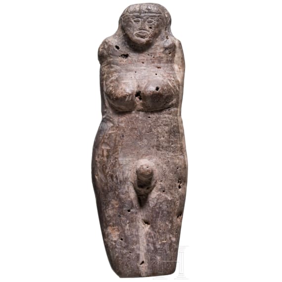 A rare androgynous stone idol, Near East, 3rd&ndash;2nd millennium BC