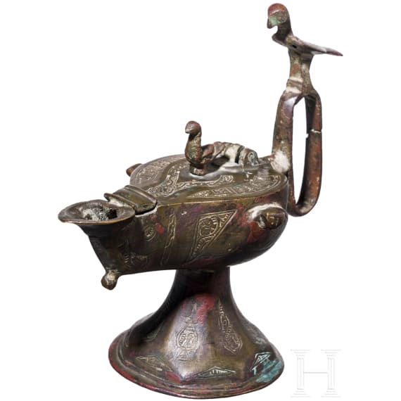 Bronze oil lamp, Rum-Seljuk, 12th &ndash; 13th century.