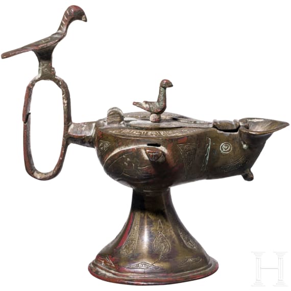 Bronze oil lamp, Rum-Seljuk, 12th &ndash; 13th century.