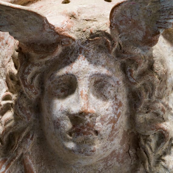 A painted terracotta tondo, Gorgoneion, Magna Graecia, Canosa, 3rd century B.C.