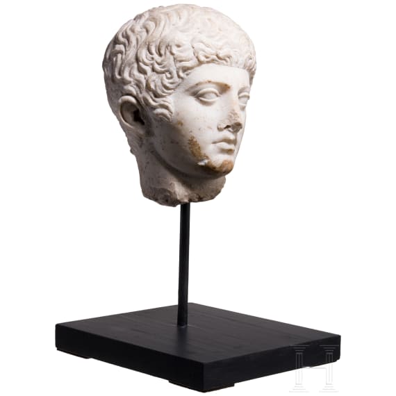 Marmorkopf eines Epheben, r&ouml;mische Kopie des 2. Jhdt. nach einem griechischen Vorbild