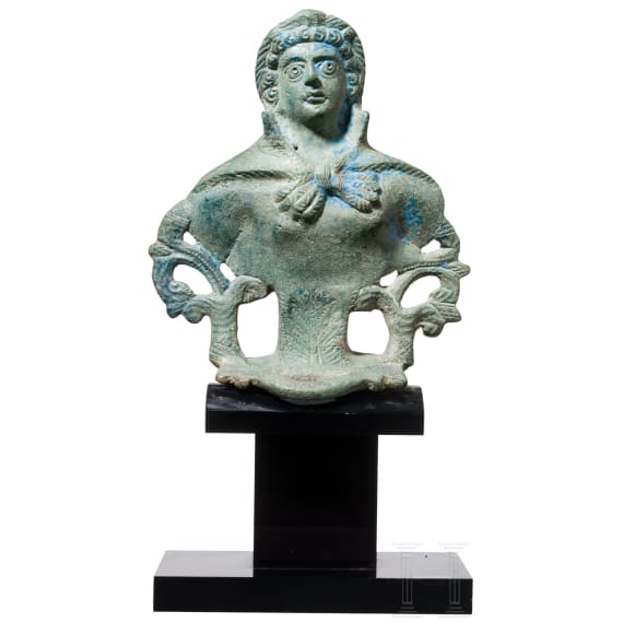 A Roman chariot ornament, bust of Hercules, bronze, 2nd &ndash; 3rd century A.D.