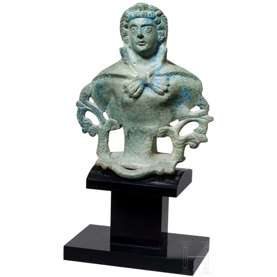 A Roman chariot ornament, bust of Hercules, bronze, 2nd &ndash; 3rd century A.D.