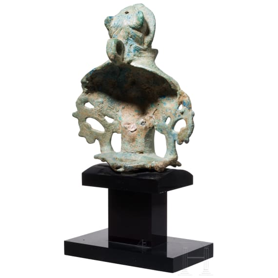 A Roman chariot ornament, bust of Hercules, bronze, 2nd &ndash; 3rd century A.D.