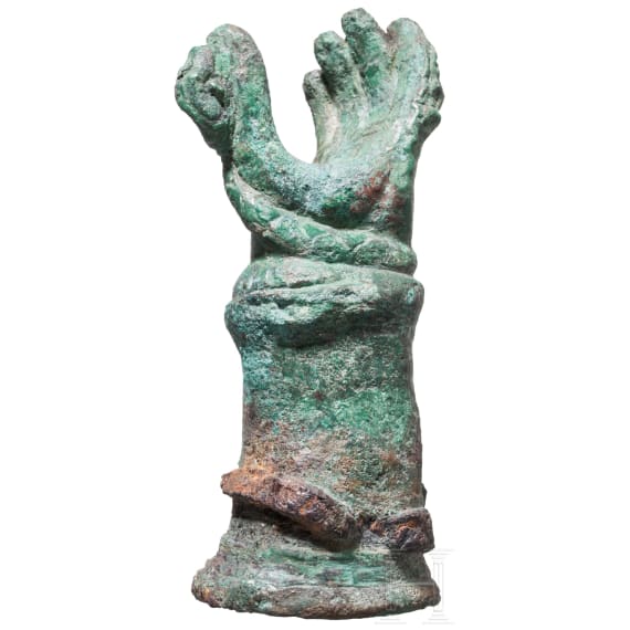 A votive hand of the Jupiter Sabazius cult, Roman, 3rd century A.D.