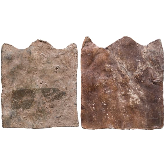 Two Votive Lead Plaques Depicting the Danubian Horsemen, Roman Balkan Provinces, 3rd Century A.D.