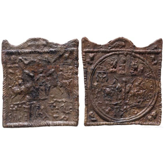Two Votive Lead Plaques Depicting the Danubian Horsemen, Roman Balkan Provinces, 3rd Century A.D.