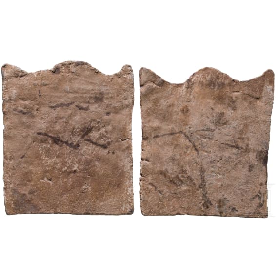 Two Votive Lead Plaques Depicting the Danubian Horsemen, Roman Balkan Provinces, 3rd Century A.D.