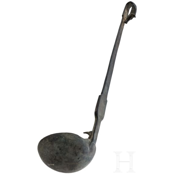 A Roman bronze ladle with animal heads in the Hellenistic tradition, first half of the 1st century A.D.
