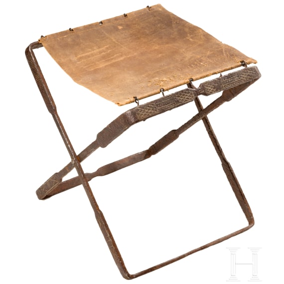 Roman folding chair in iron with silver inlays, 1st &ndash; 4th century A.D.
