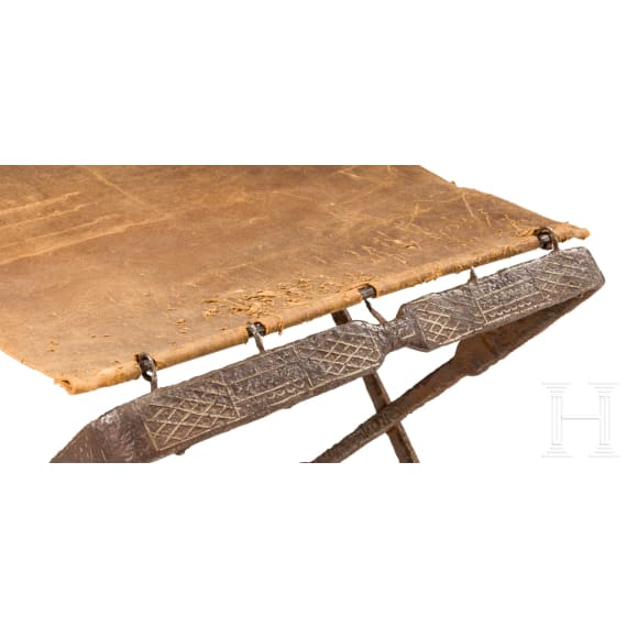 Roman folding chair in iron with silver inlays, 1st &ndash; 4th century A.D.