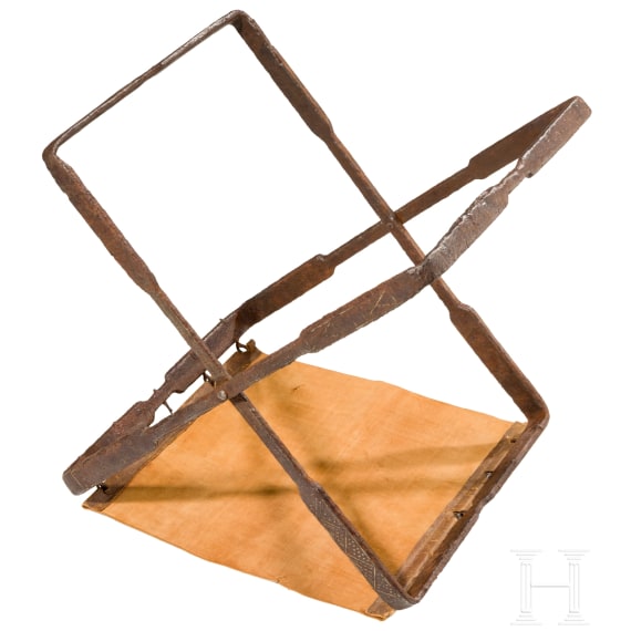 Roman folding chair in iron with silver inlays, 1st &ndash; 4th century A.D.
