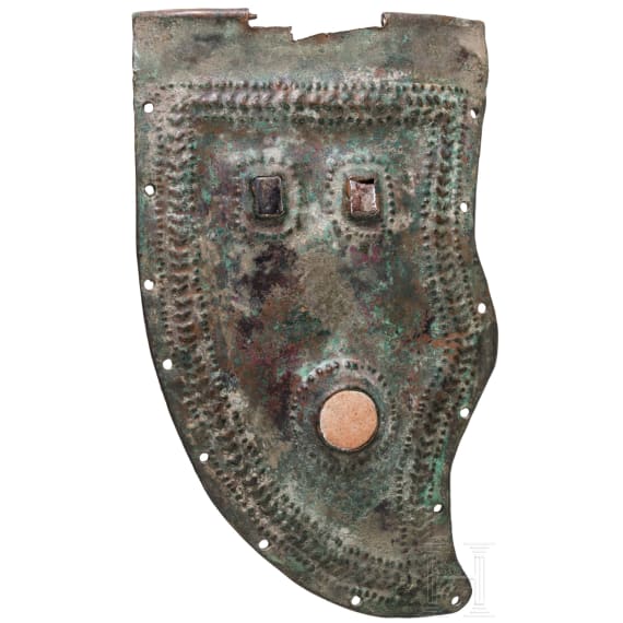 A copper Cheekpiece of a Late Antique Helmet, 4th Century A.D.