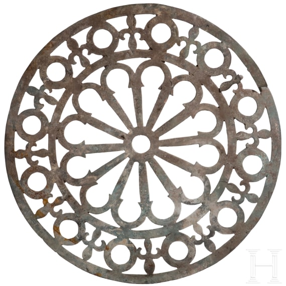 Lamp holder from a Byzantine polycandelon, disc with intricate openwork, 6th&ndash;8th century A.D.