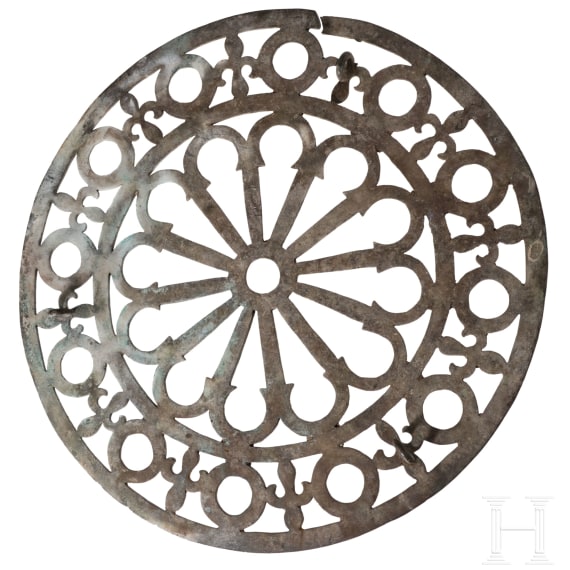 Lamp holder from a Byzantine polycandelon, disc with intricate openwork, 6th&ndash;8th century A.D.