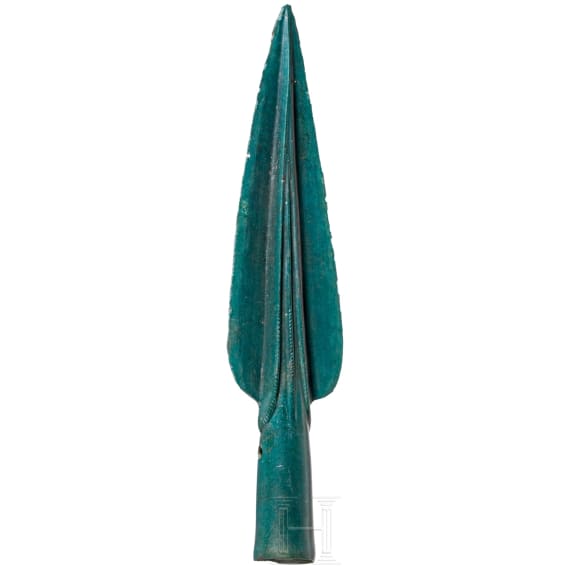 A great bronze spearhead from the Urnfield period, 10th to 9th century B.C.
